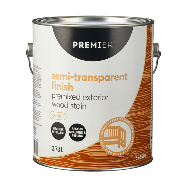 Premier Premixed Exterior Wood Stain, SemiTransparent, Cedar, 3.78L/1Gallon Canadian Tire