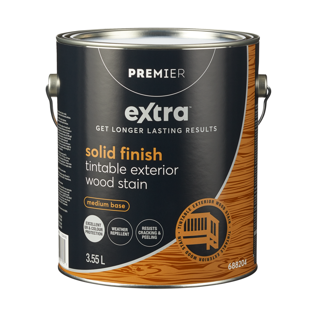 Premier Extra Tintable Exterior Wood Stain, Solid, Medium Base, 3.78L/1Gallon Canadian Tire