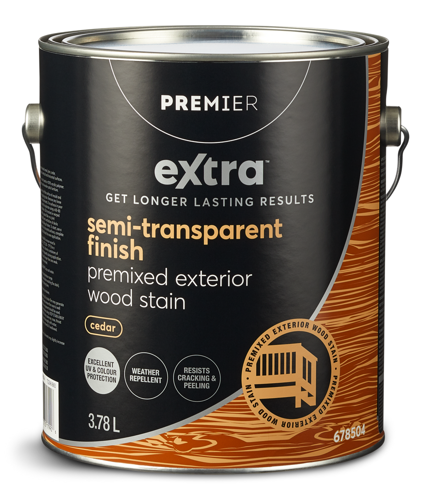 Premier Extra Premixed Exterior Wood Stain, SemiTransparent, Cedar, 3.78L/1Gallon Canadian Tire