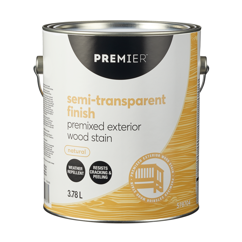 Premier Premixed Exterior Wood Stain, Semi-Transparent, Natural, 3.78-L ...