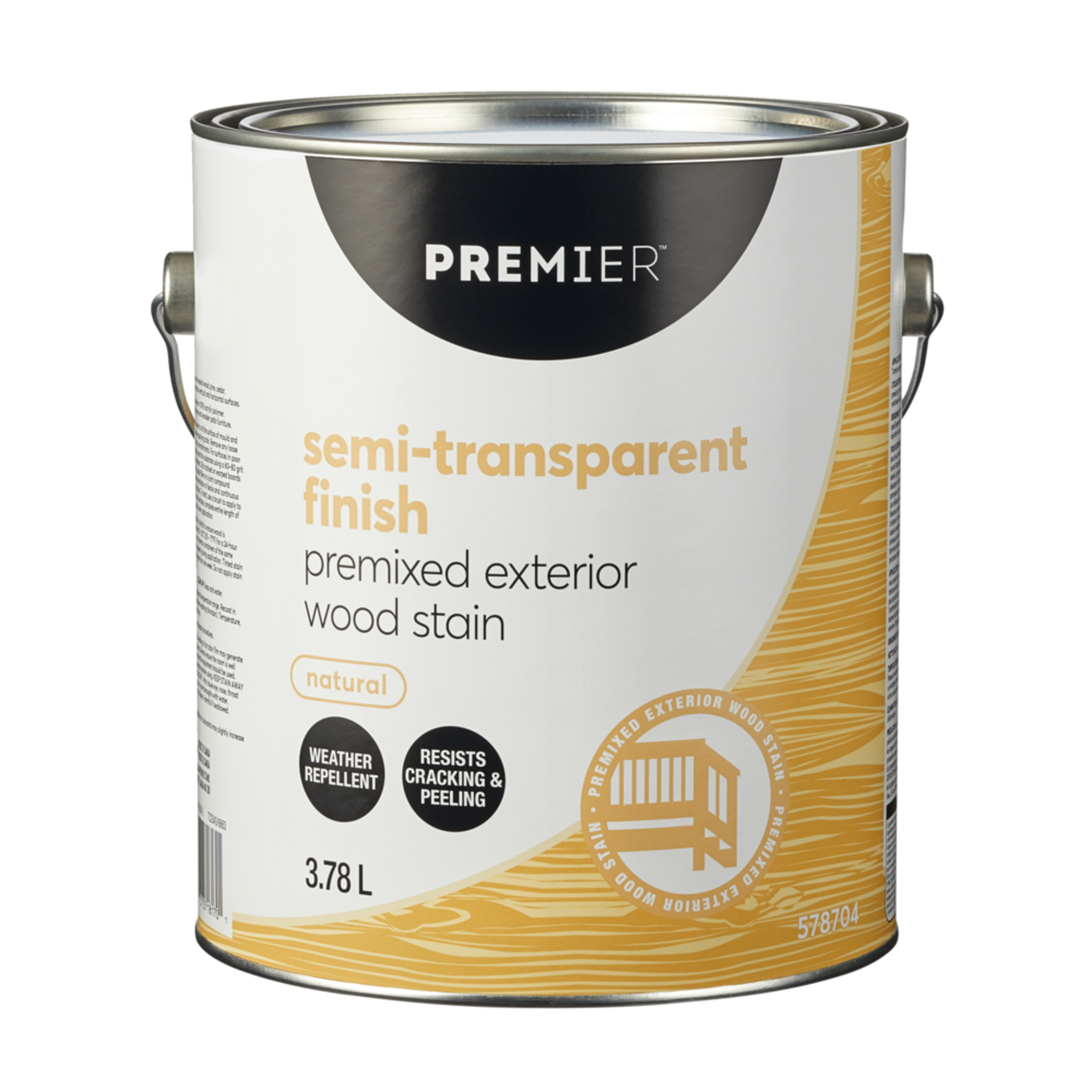 Premier Premixed Exterior Wood Stain, Semi-Transparent, Natural, 3.78-L/1-Gallon Front_Elevated