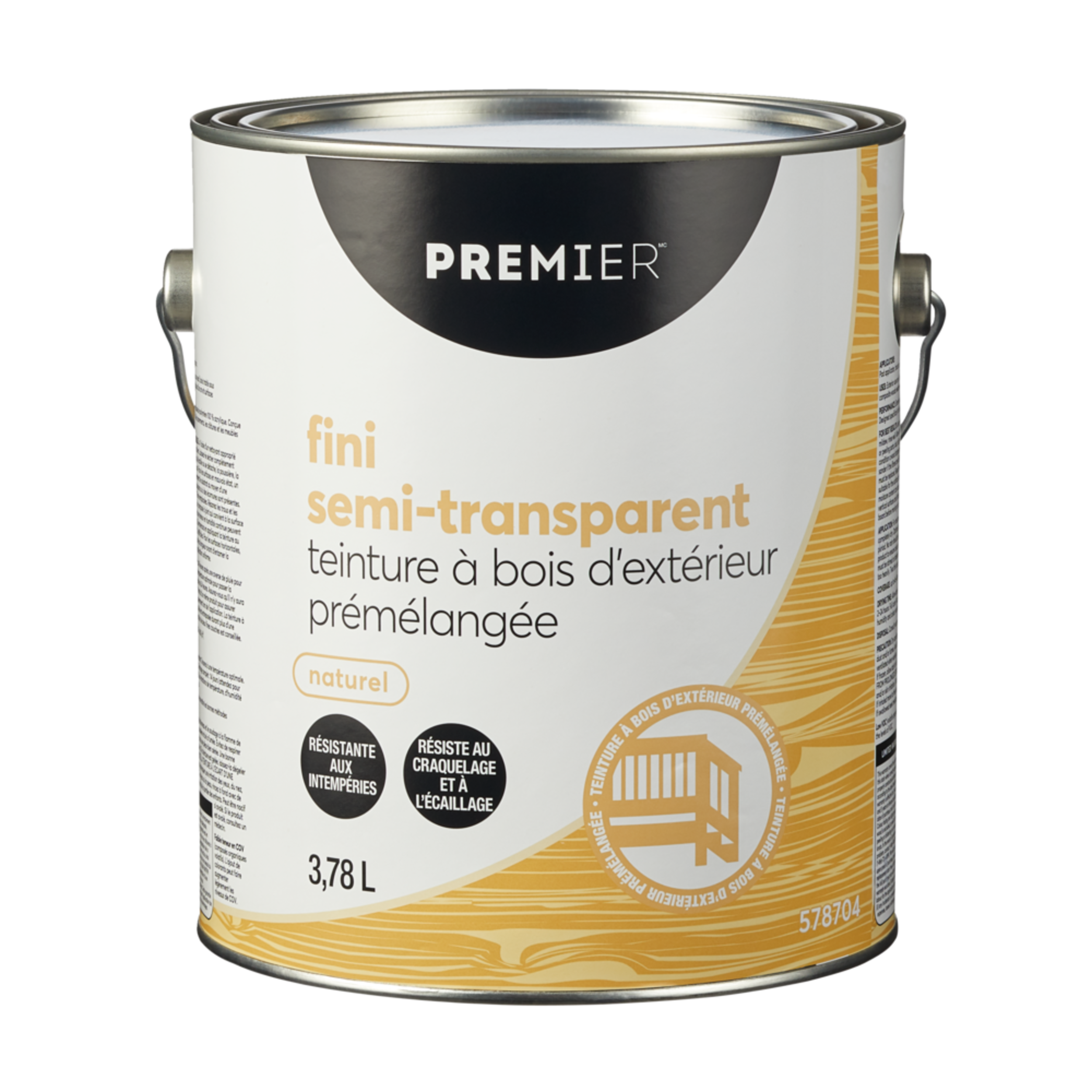 Teinture d'extérieur prémélangée pour bois Premier, semi-transparent, naturel, 3,78&nbsp;L/1&nbsp;gallon Front_Elevated