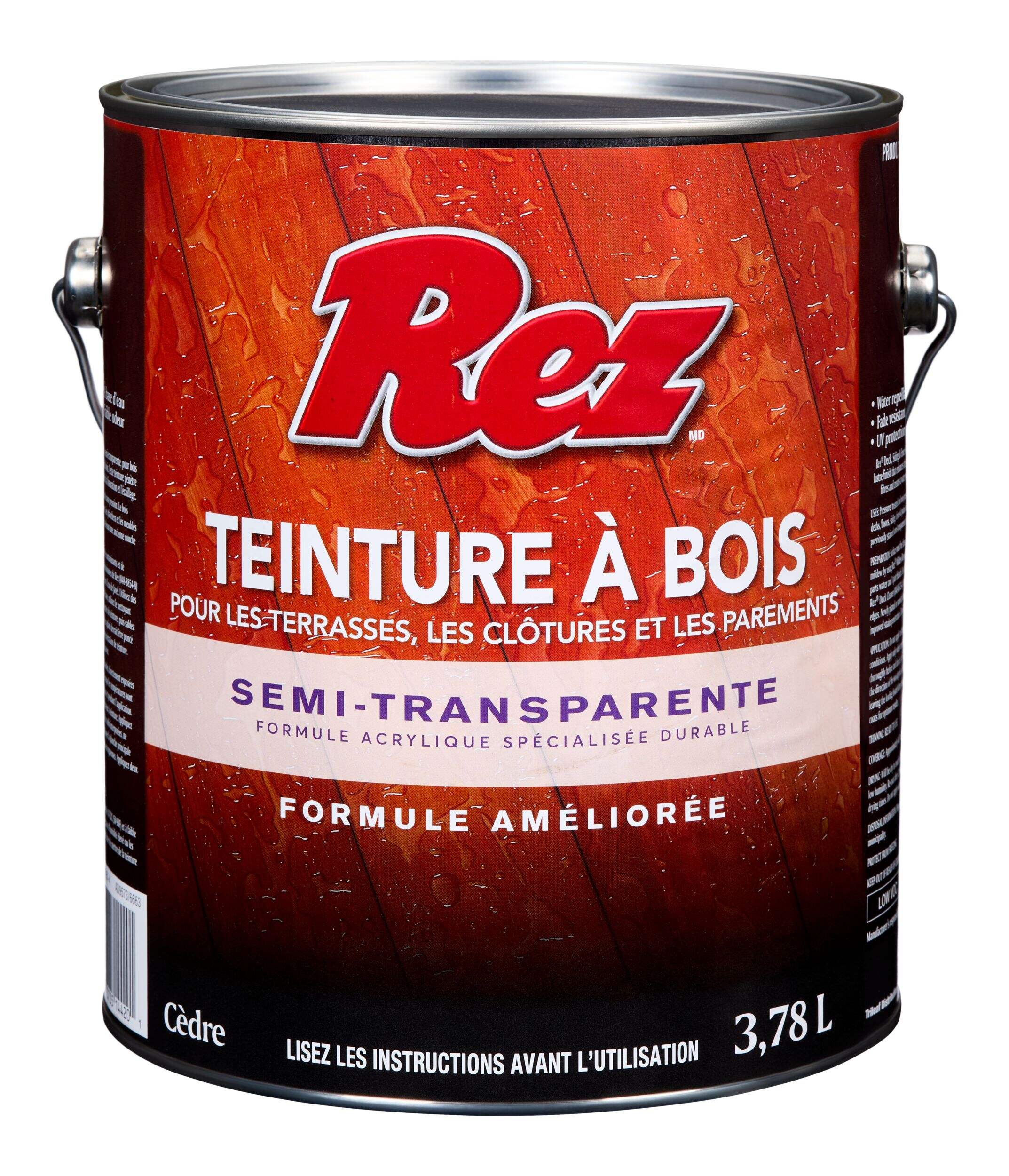Teinture semi-transparente REZ, cèdre, 3,78 L Front_Elevated