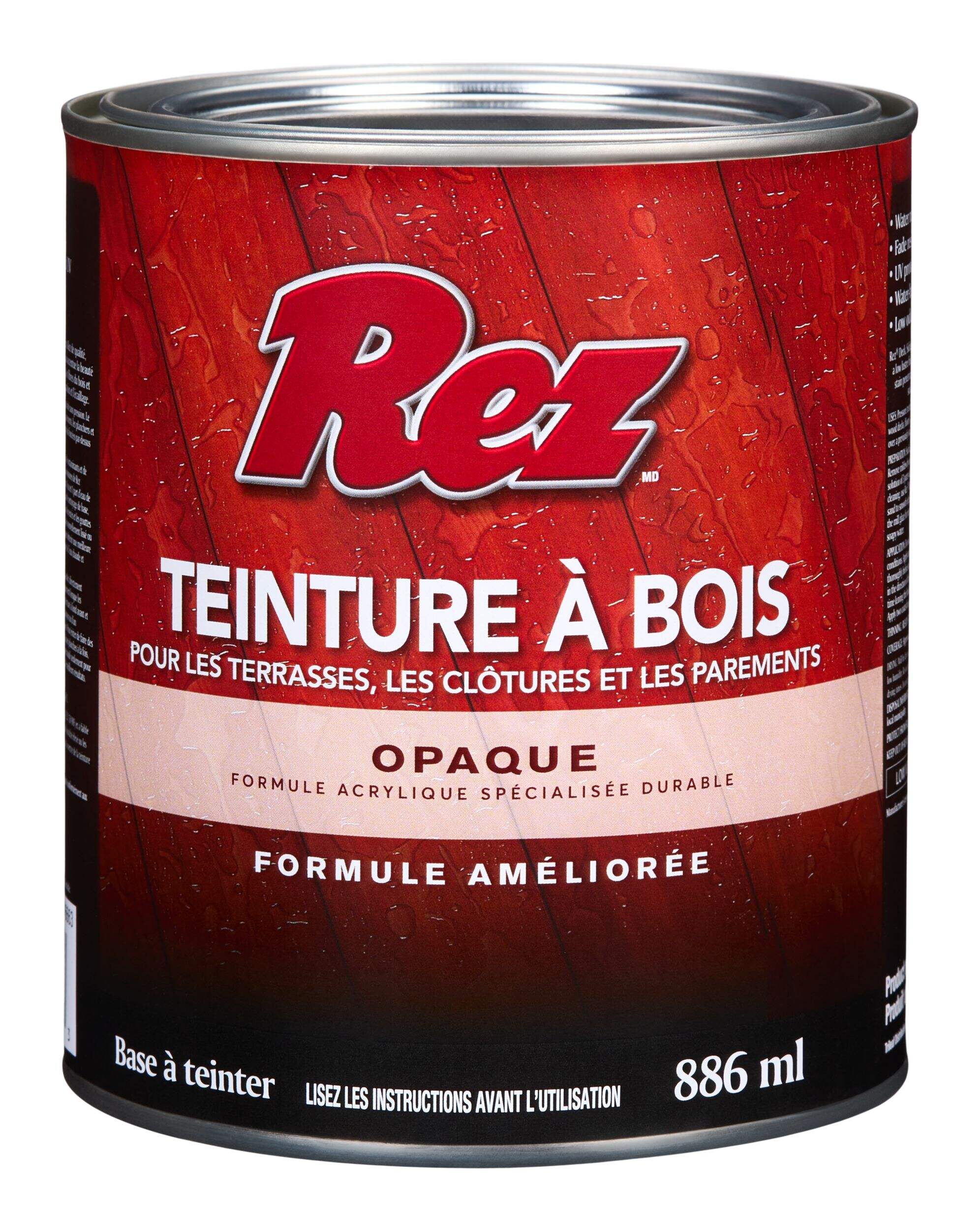 Teinture de bois durable à base d'huile et d'eau pour terrasses, parements et clôtures REZ, opaque, base à teinter, 886 mL/0,95 pte Front_Elevated