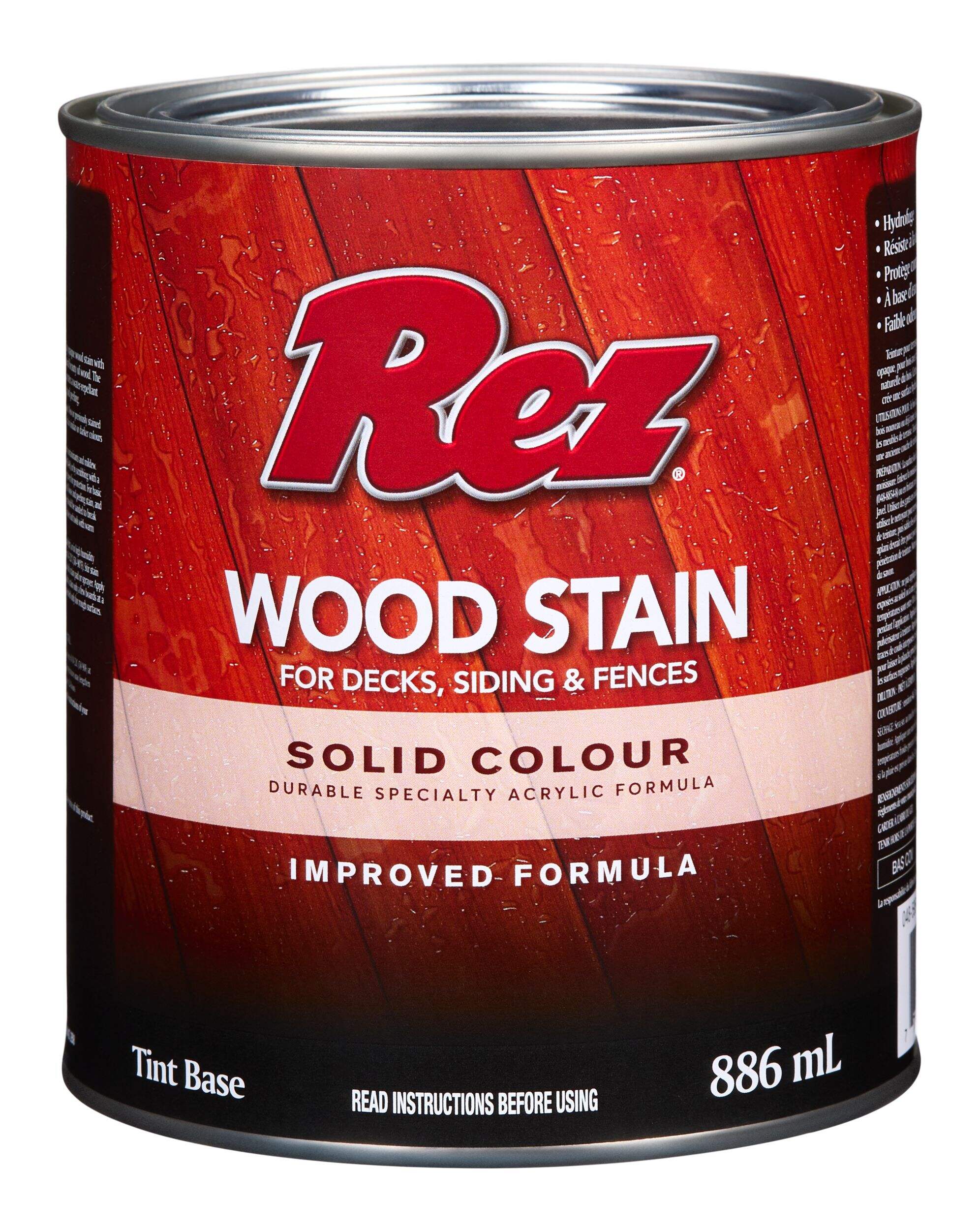 REZ Durable Oil/Water-Based Wood Stain For Decks, Siding & Fences, Solid, Tint Base, 886-mL/0.95-qt Front_Elevated