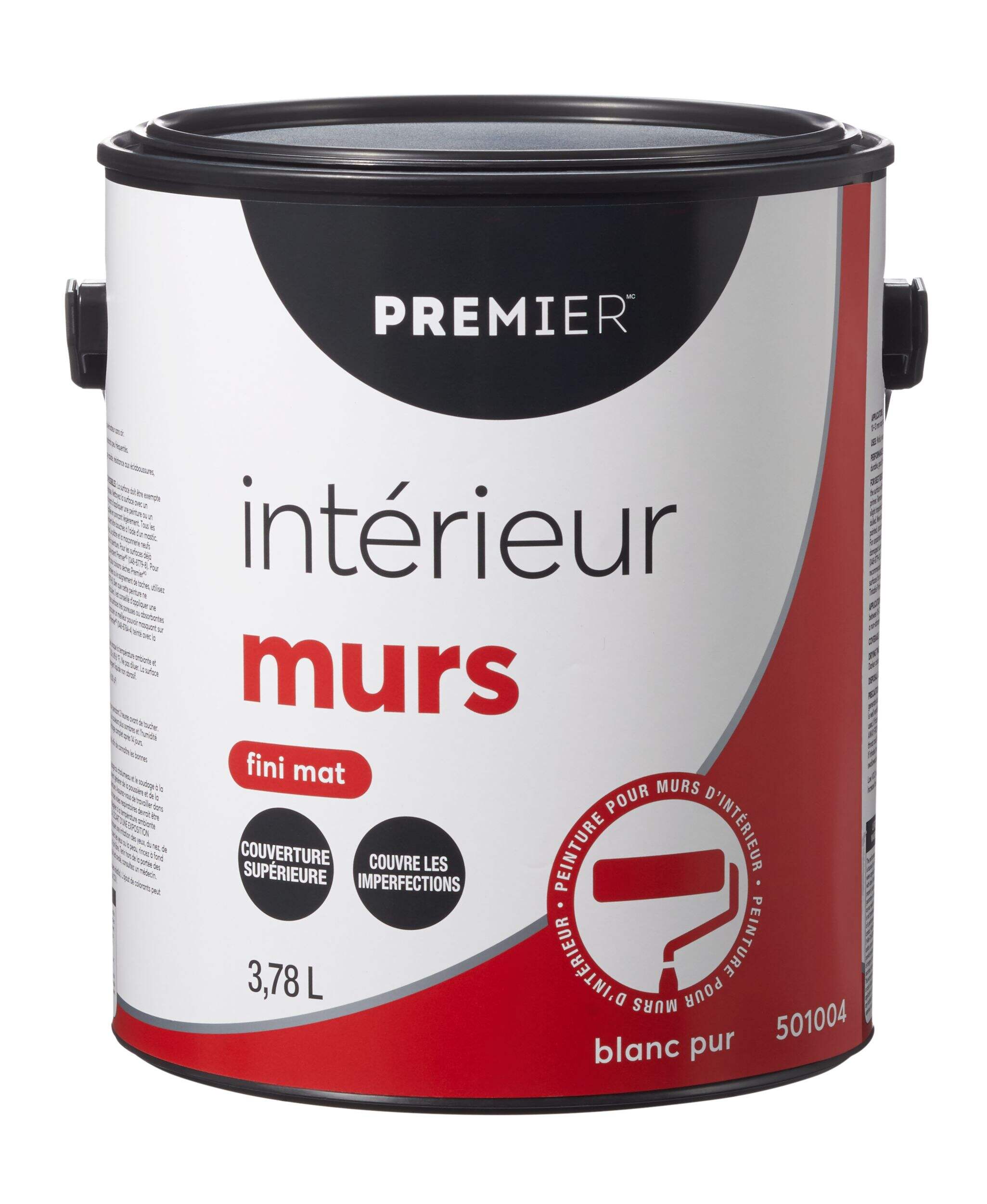 Peinture Premier murs intérieur, blanc mat, gallon Front_Flat