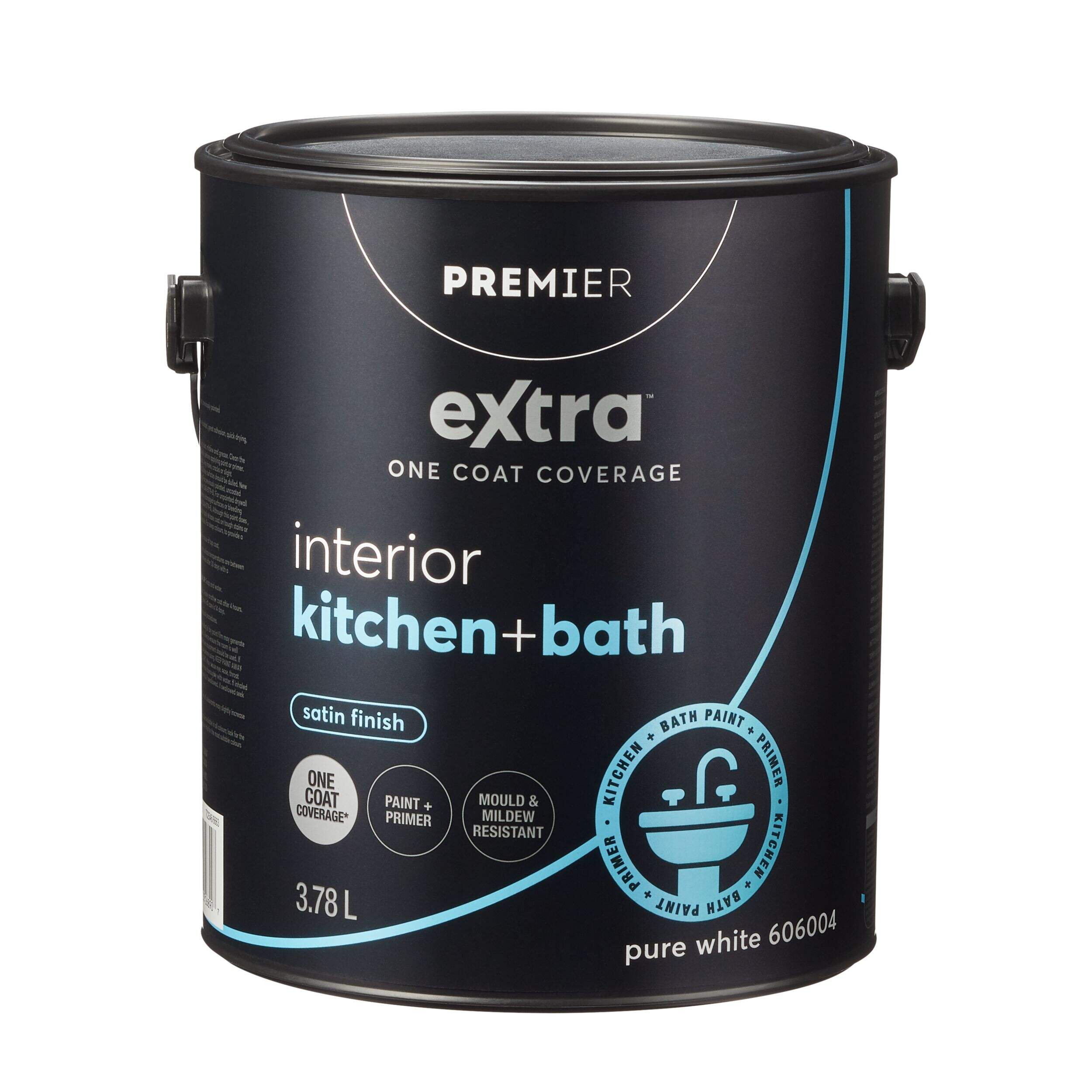 Premier Extra Interior Kitchen & Bathroom Paint & Primer, One Coat Coverage, Satin, Gallon Front_Elevated