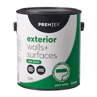 Premier Exterior Walls & Surfaces Paint & Primer, Satin Finish, Pure White, 3.78-L Front_Elevated