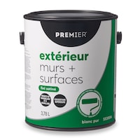 Peinture et apprêt pour murs et surfaces d'extérieur Premier, fini satiné, blanc pur, 3,78 L Front_Elevated