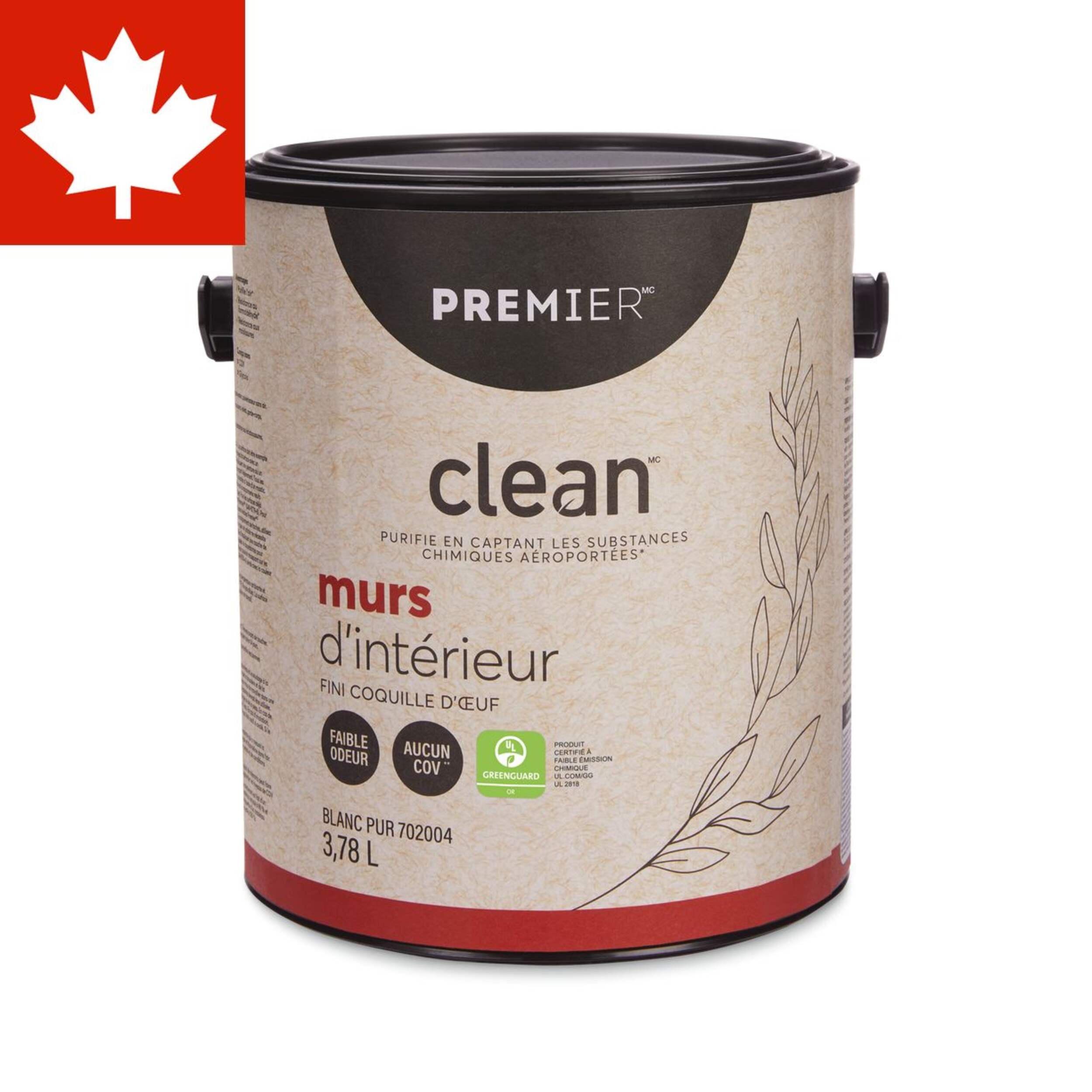 Peinture d'intérieur pour murs Premier Clean, coquille d'oeuf, blanc, 1 gal Front_Elevated