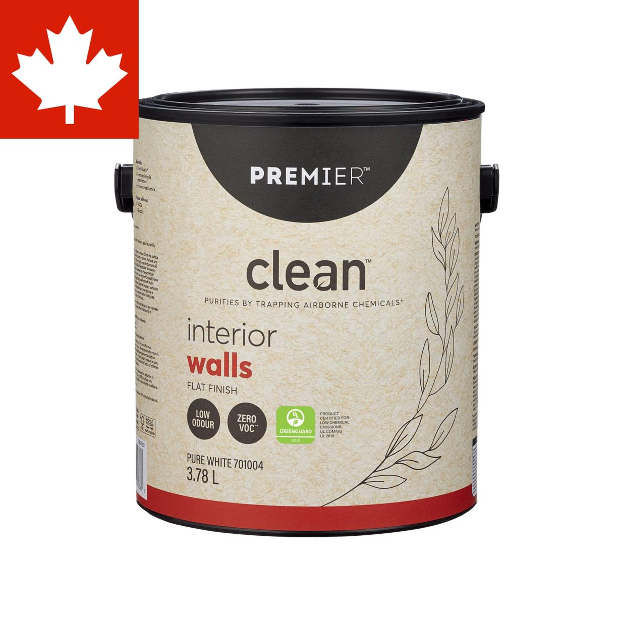 Premier Clean™ Interior Walls Paint, Flat, White, 1-Gal Front_Elevated