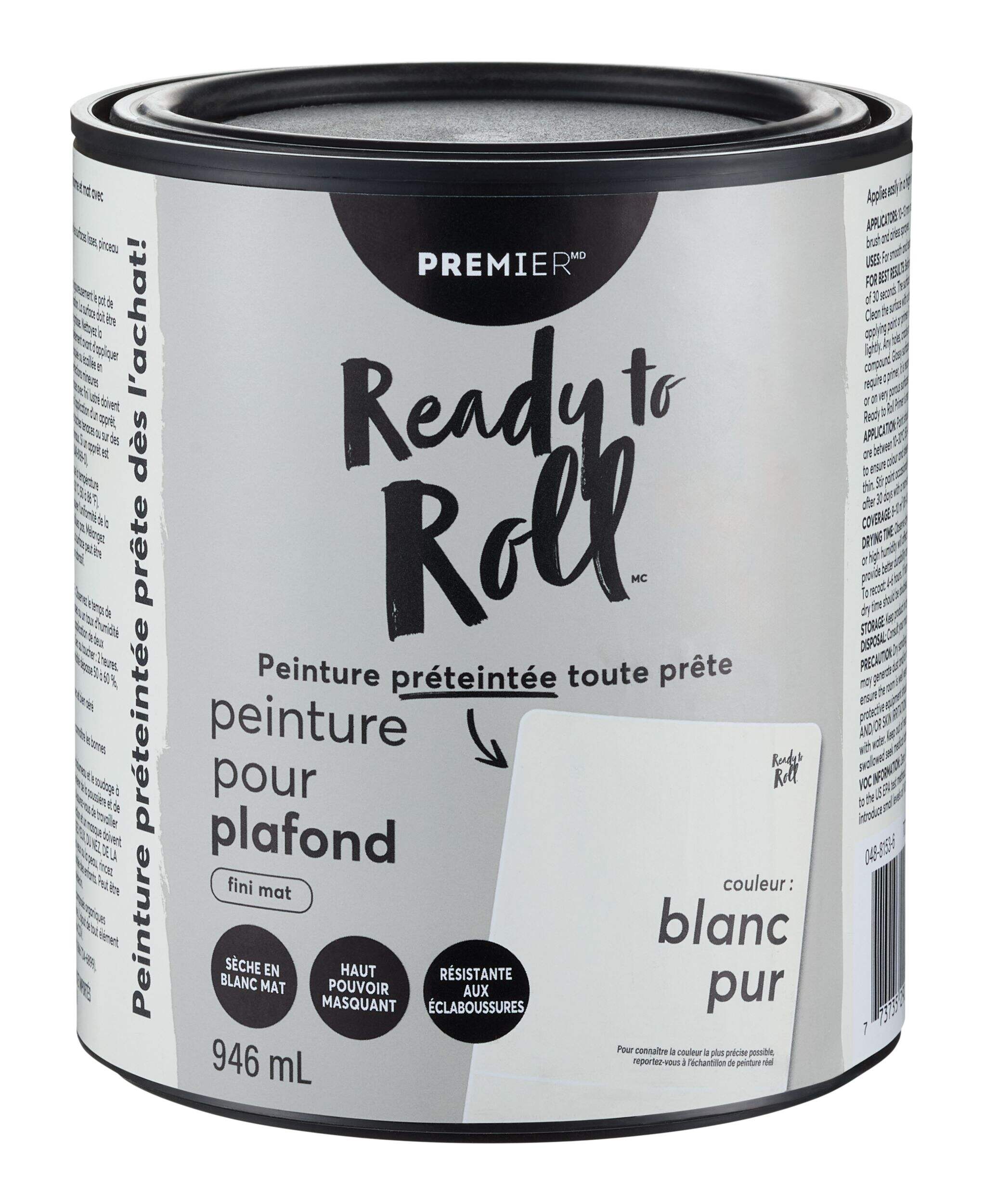 Peinture pour plafond Ready To Roll, blanc mat, 946 mL Front_Elevated