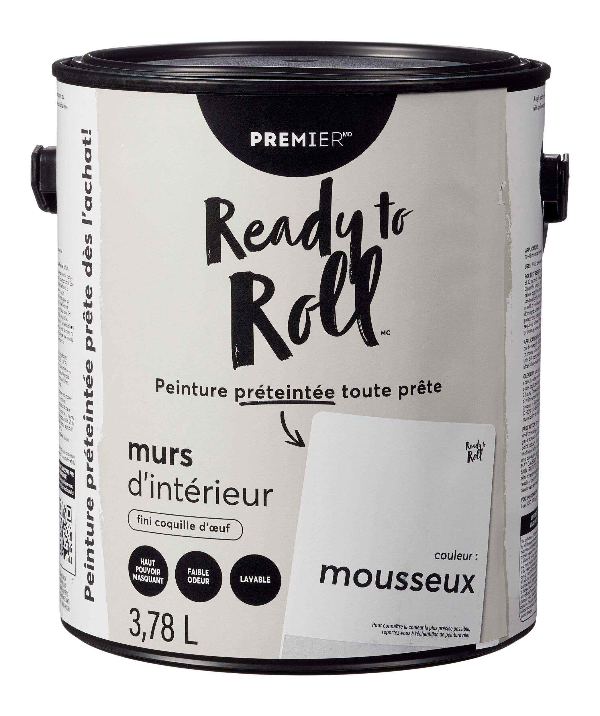 Peinture murale d'intérieur Premier Ready to Roll, coquille d'oeuf, préteintée, Mousseux, 3,78 L/1 gallon Front_Elevated