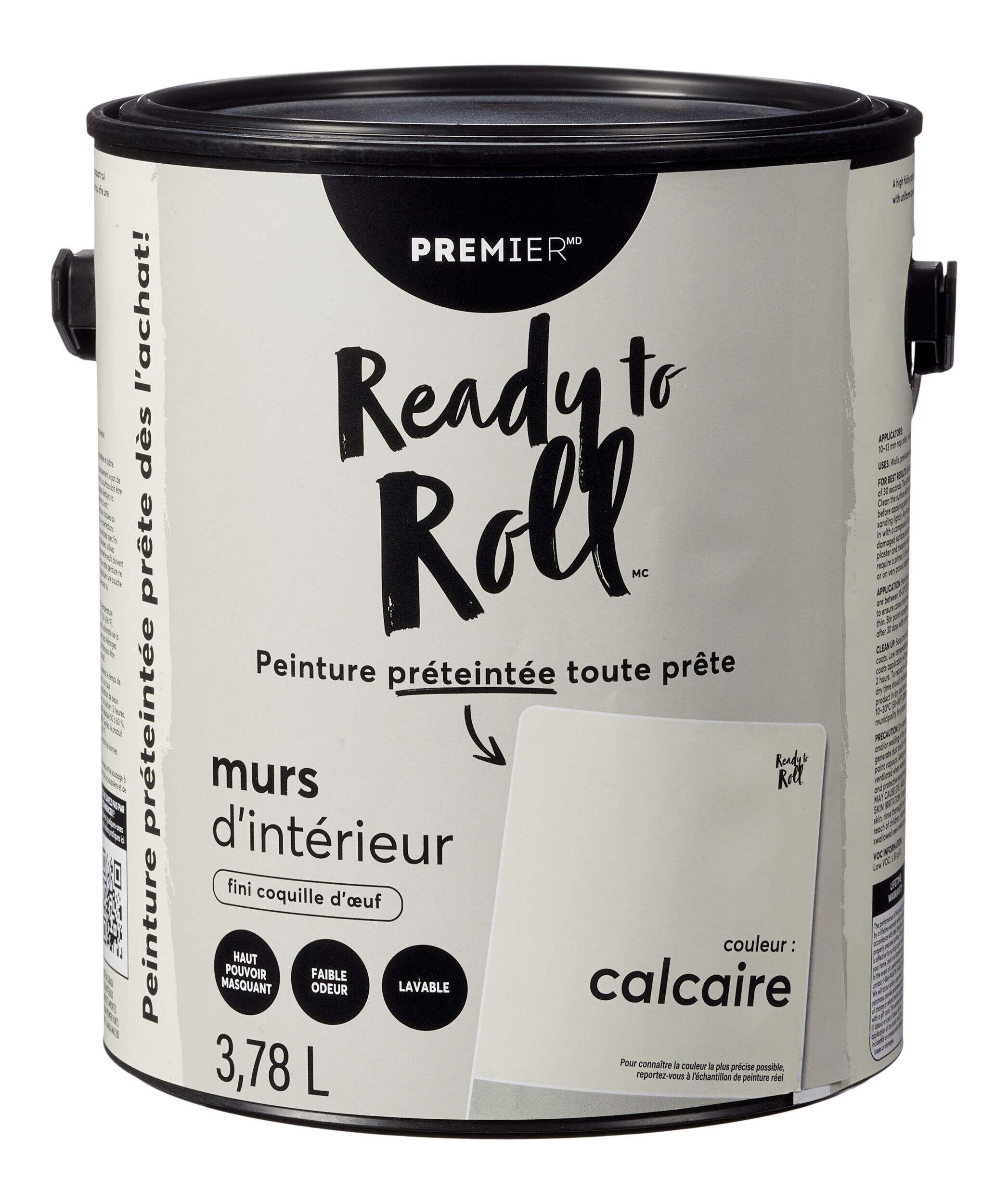 Peinture murale d'intérieur Premier Ready to Roll, coquille d'oeuf, préteintée, calcaire, 3,78 L/1 gallon Front_Elevated