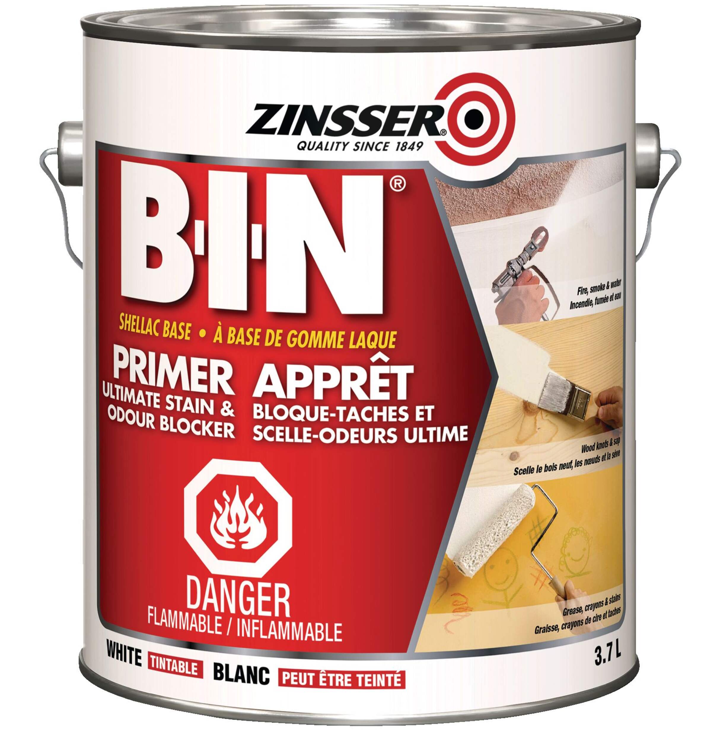 Zinsser BIN Shellac Base Primer - Sealer & Stain Killer, 3.78-L/1-Gallon Front_Elevated