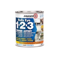Zinsser Primer Bulls Eye 1-2-3 Water-Based - Sealer For All Surfaces, White, 946-mL/1-qt Front_Elevated