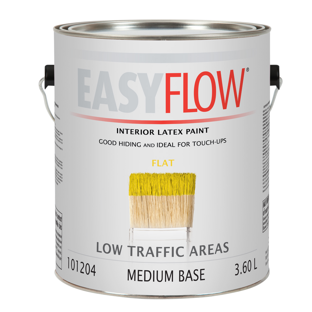 EasyFlow Interior Latex Paint, Flat, White Base, 3.78L/1Gallon