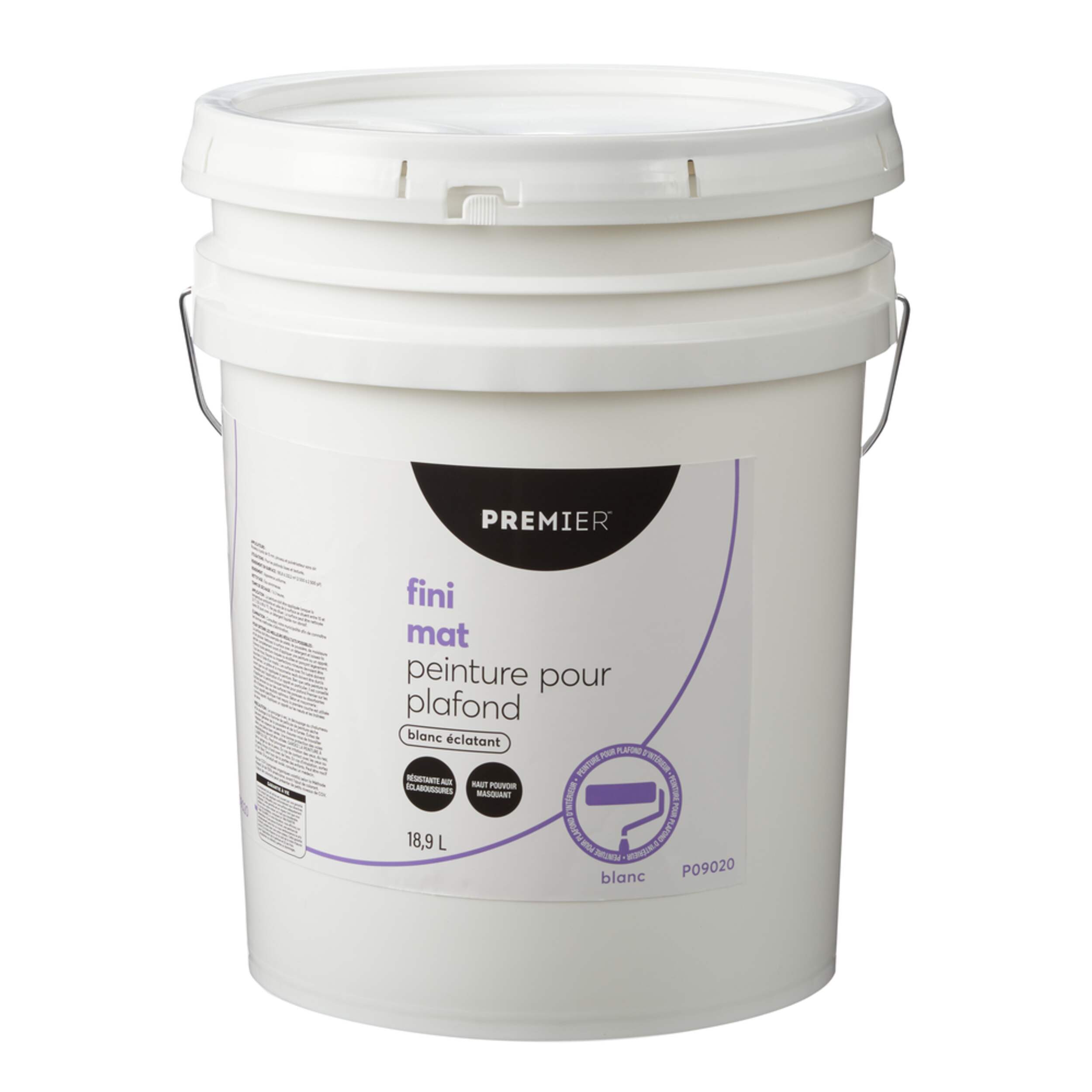 Peinture d'intérieur pour plafond Premier, mat, blanc, 18,9 L/5 gallons Front_Elevated