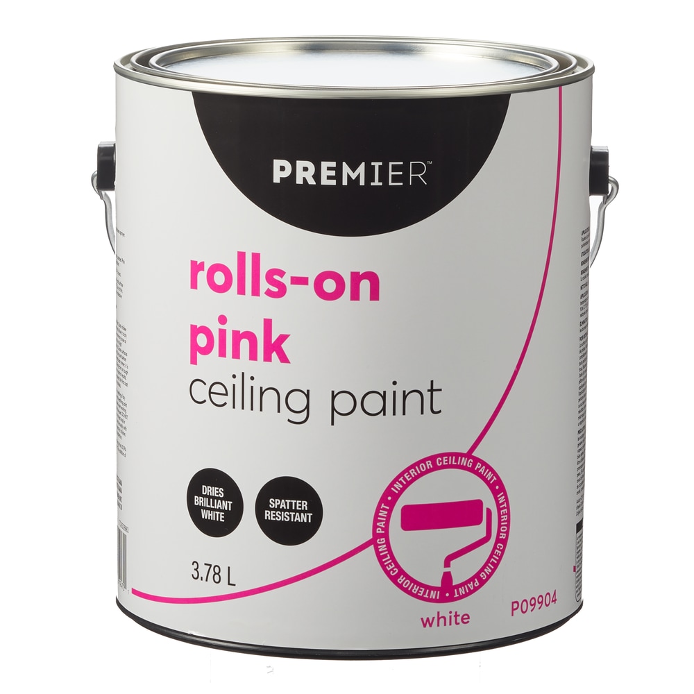 Premier RollsOn Pink Interior Ceiling Paint, White, 3.78L/1Gallon