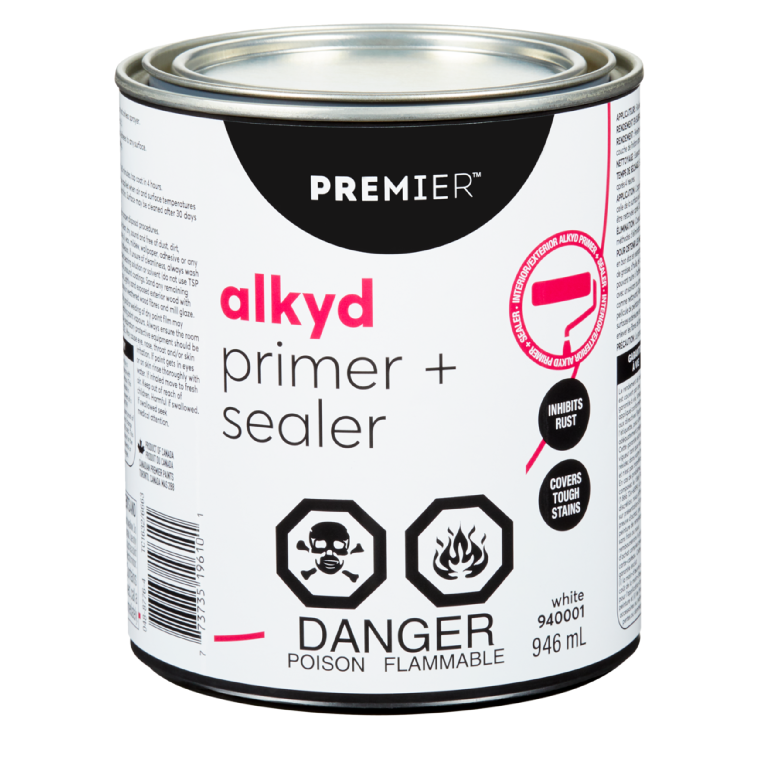Premier Oil-Based Primer & Sealer Interior/Exterior Alkyd, White, Quart Front_Elevated