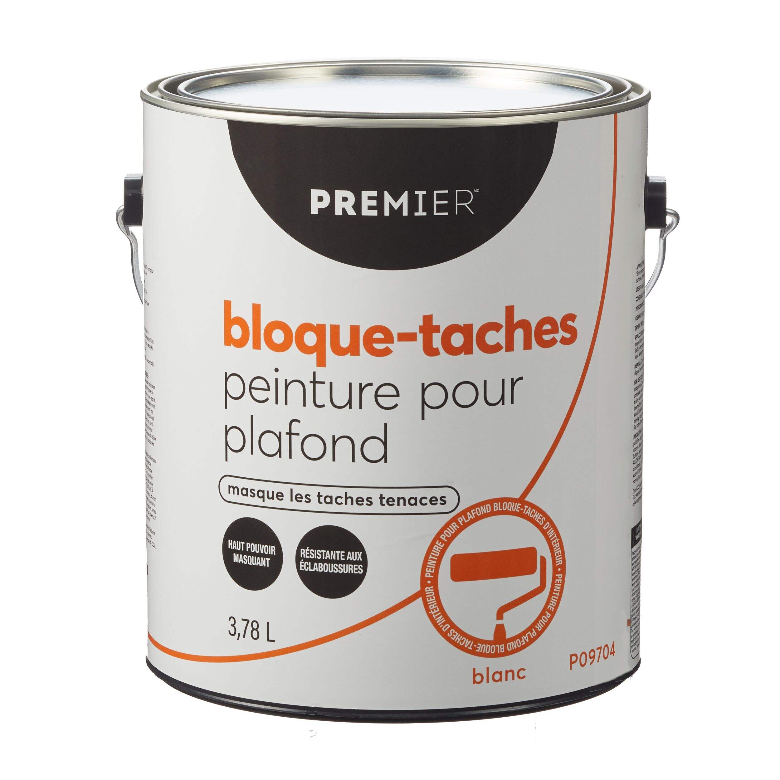 Peinture d'intérieur bloque-taches pour plafond Premier, blanc, 3,78 L/1 gallon Front_Elevated