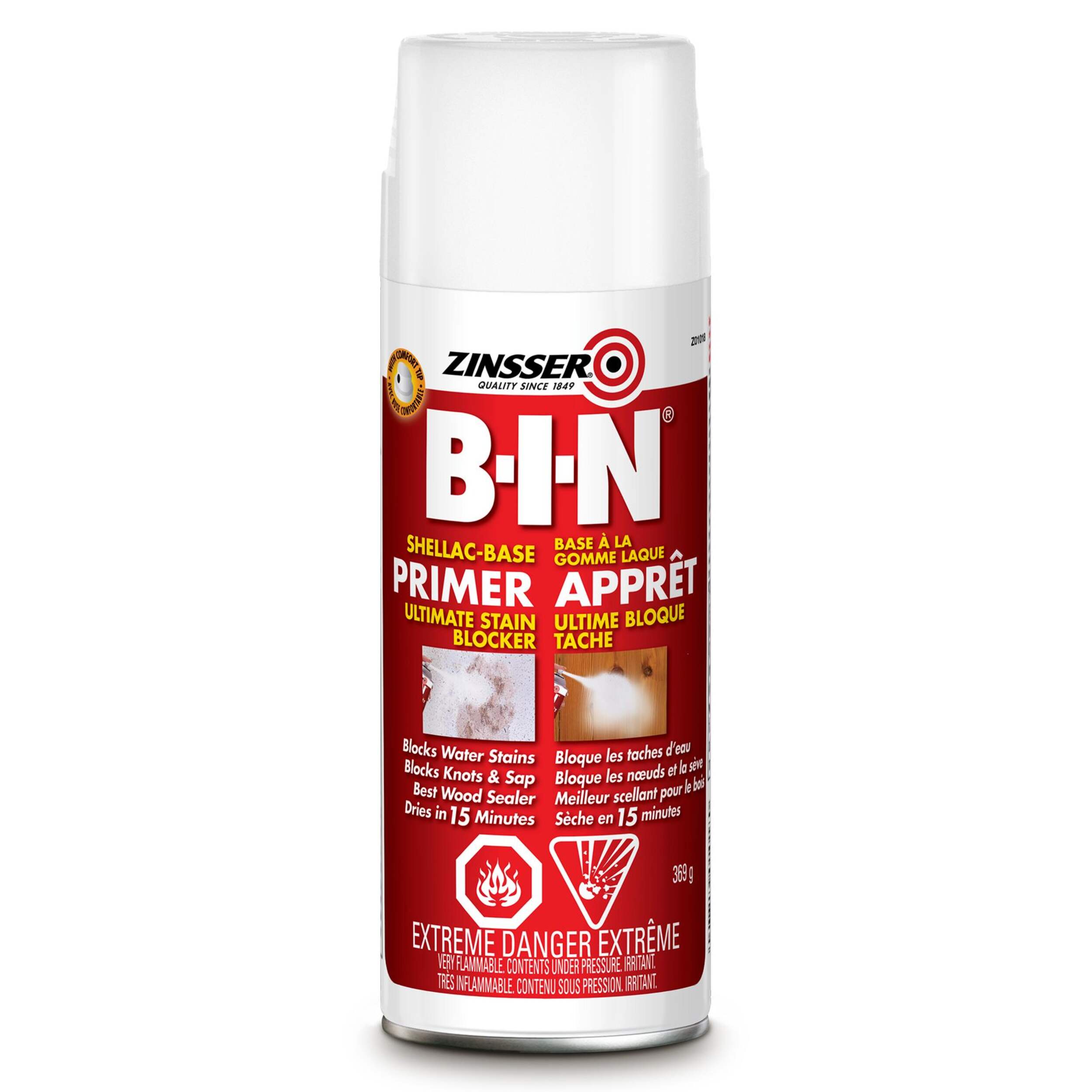 Zinsser® B-I-N® Shellac-Base Sealer Primer Aerosol, 397-g Front_Flat