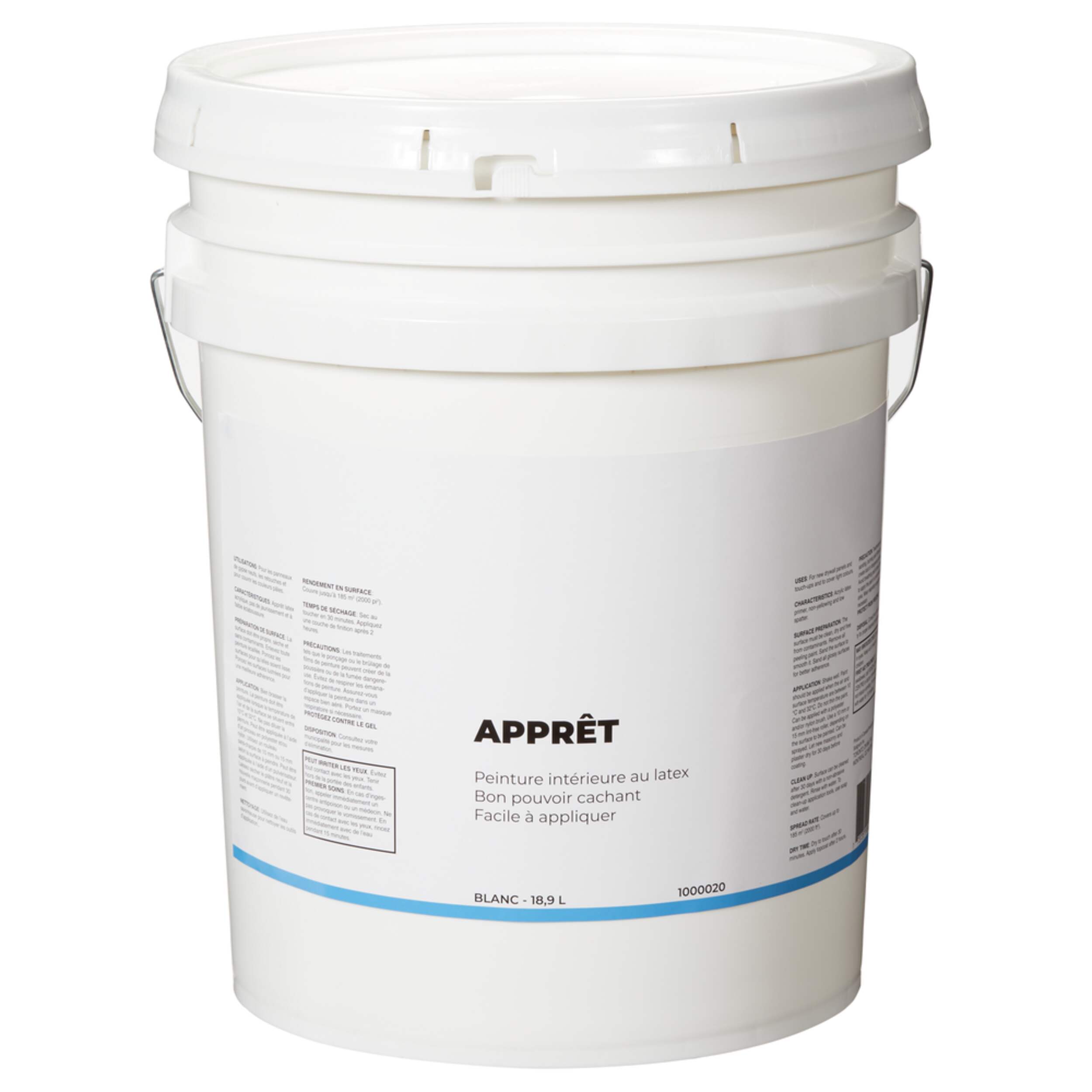 Peinture apprêt-scellant au latex d'intérieur, blanc, 18,9 L/5 gallons Front_Elevated