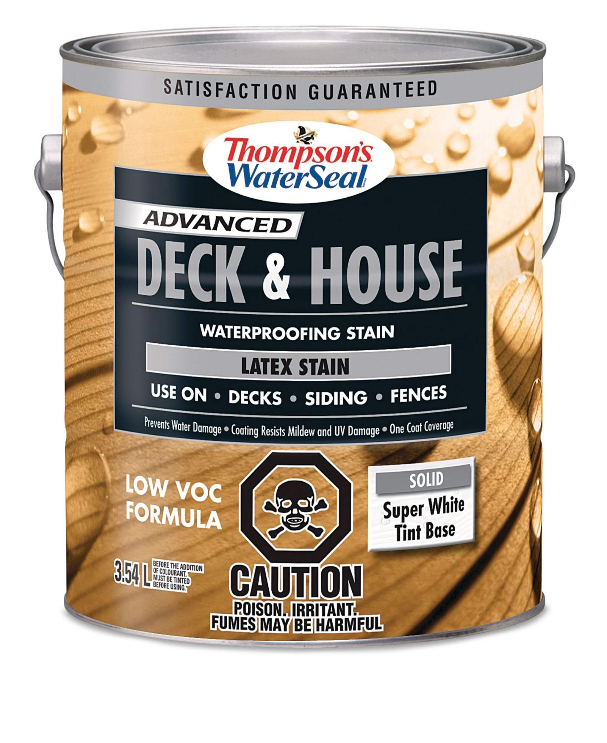 Thompson's® WaterSeal® Deck & House Waterproofing Stain, Solid Super White Tint Base, Latex Stain, 3.54-L/1-Gallon Front_Elevated