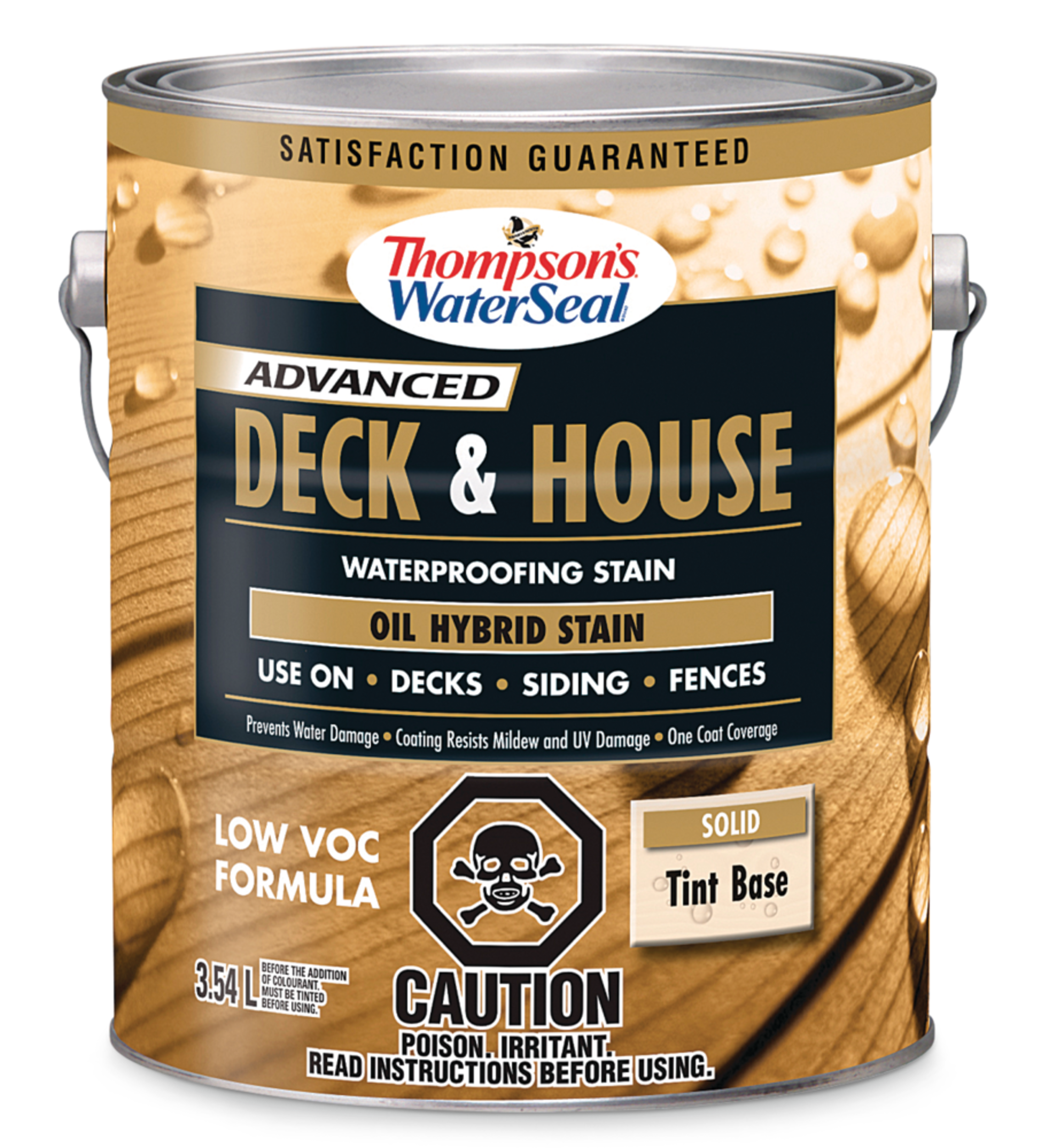 Thompson's® WaterSeal® Deck & House Waterproofing Stain, Solid Tint Base, Oil Hybrid Stain, 3.54-L Front_Elevated