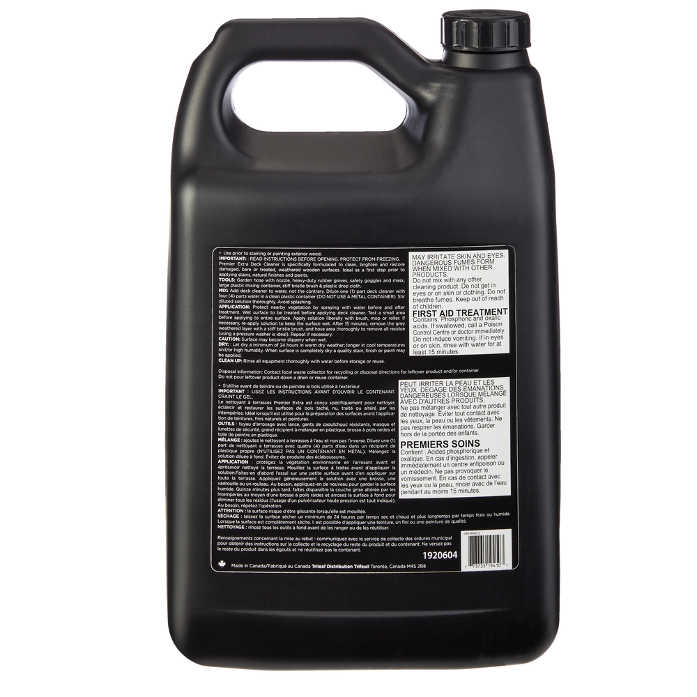 Premier Extra Exterior Wood Deck Cleaner, Biodegradable, 3.78L/1