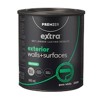 Premier Extra Exterior Walls & Surfaces Paint & Primer, Flat Finish, Pure White, 945-mL Front_Elevated