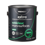 Peinture et apprêt d'extérieur pour murs et surfaces Premier Extra, mat, blanc, gallon Front_Elevated