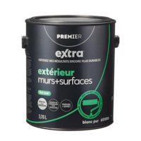 Peinture et apprêt d'extérieur pour murs et surfaces Premier Extra, mat, blanc, gallon Front_Elevated