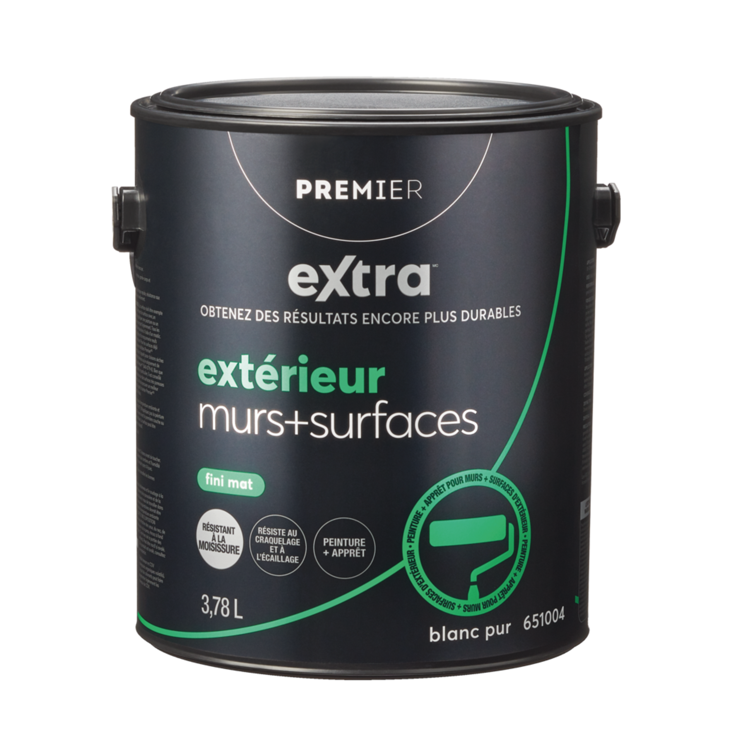 Peinture et apprêt d'extérieur pour murs et surfaces Premier Extra, mat, blanc, gallon Front_Elevated