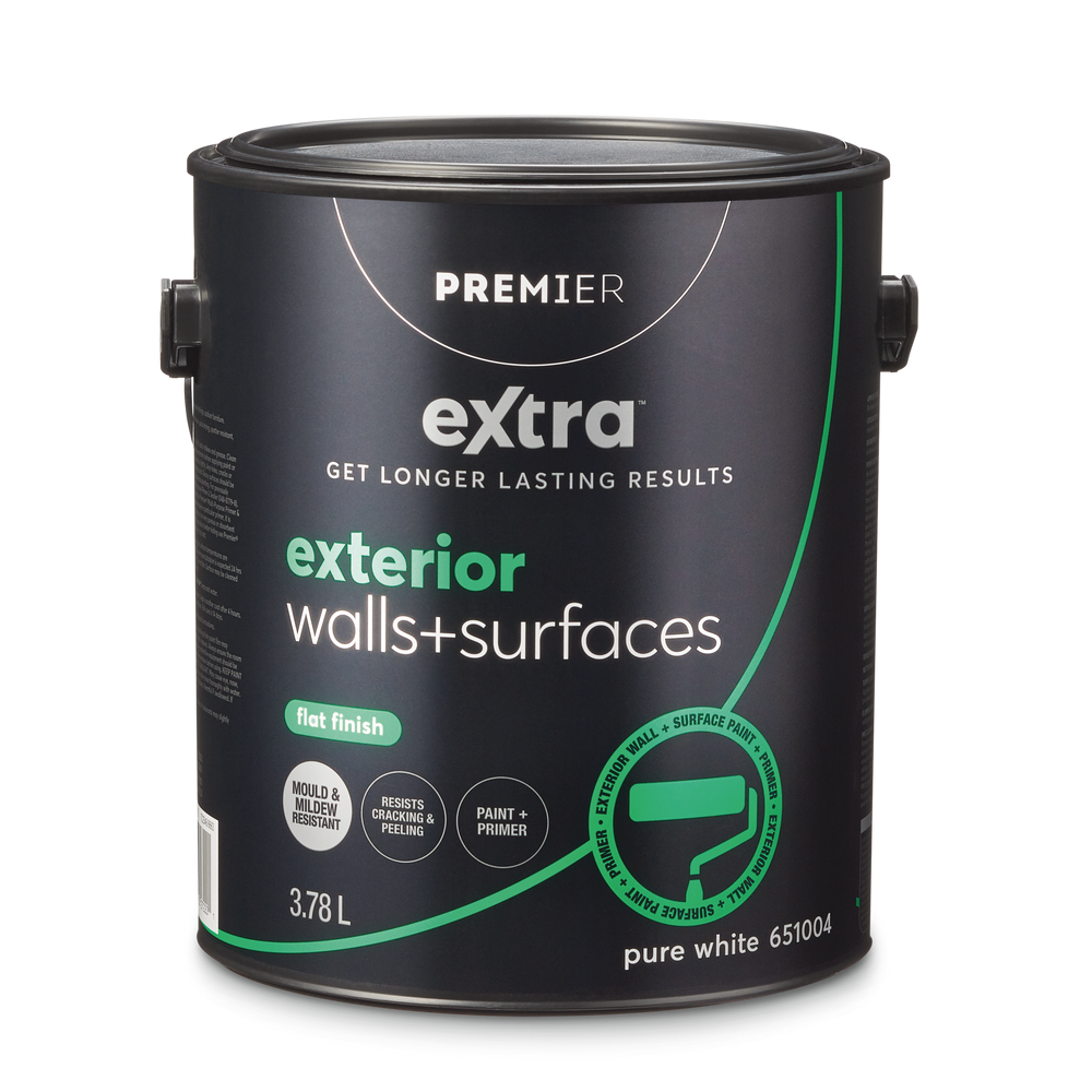 Premier Extra Exterior Walls & Surfaces Paint & Primer, Flat, White