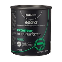 Peinture et apprêt d'extérieur pour murs et surfaces Premier Extra, satiné, blanc pur, 945 mL Front_Elevated