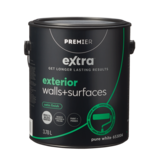 Premier Extra Exterior Walls & Surfaces Paint & Primer, Satin Finish, Pure White, 3.78-L Front_Elevated
