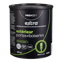 Peinture et apprêt d'extérieur pour portes et moulures Premier Extra, semi-lustré, blanc, 945 mL Front_Elevated