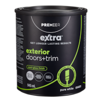 Premier Extra Exterior Doors & Trim Paint & Primer, Semi-Gloss Finish, Pure White, 945-mL