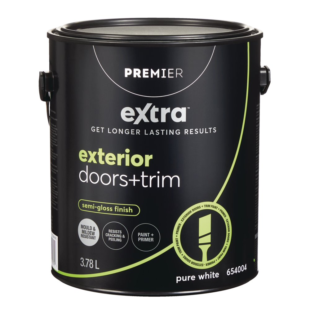 Premier Extra Exterior Doors & Trim Paint & Primer, SemiGloss, White, Gallon Canadian Tire