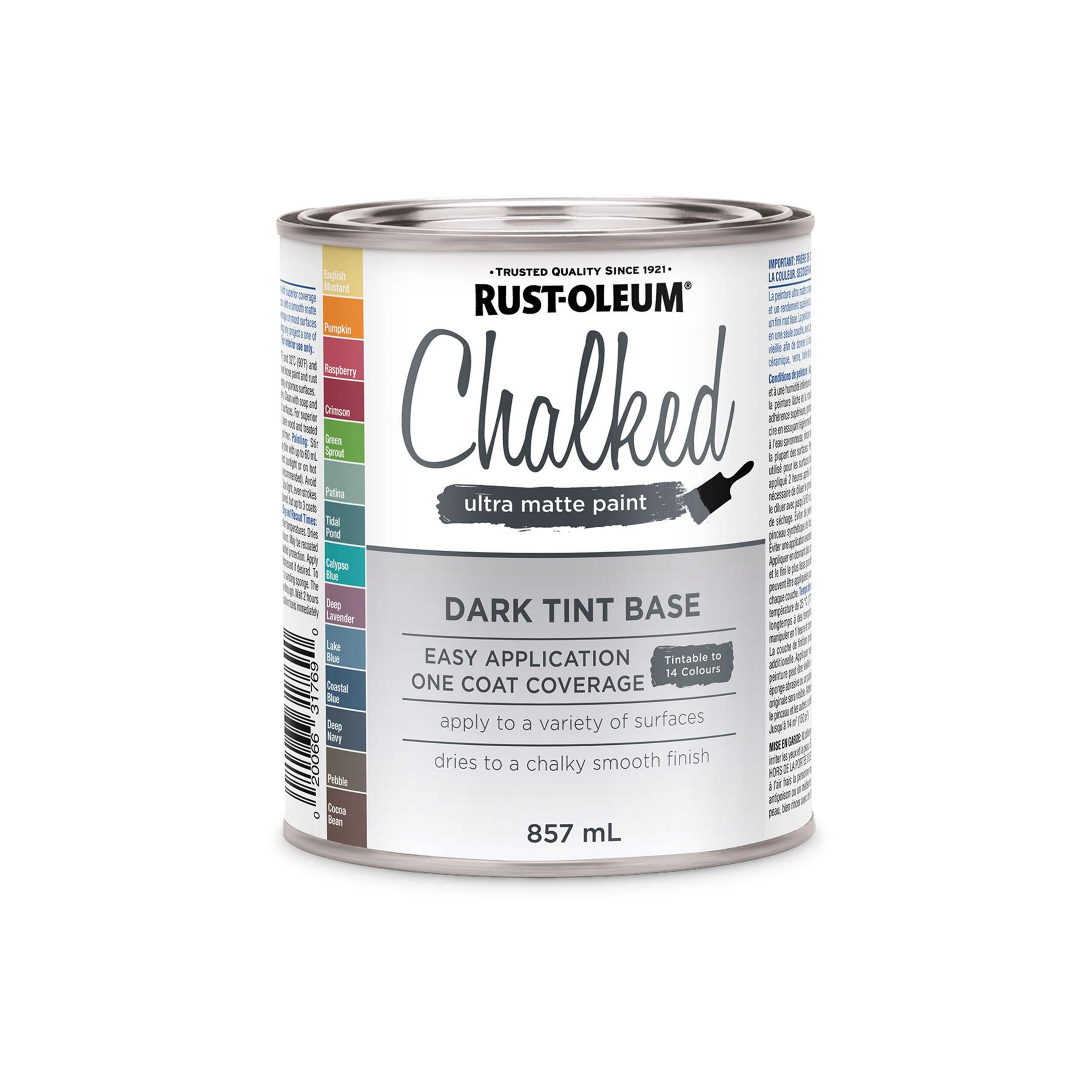 Rust-Oleum Chalked Ultra Matte Paint Dark Tint Base, 857-mL Front_Elevated
