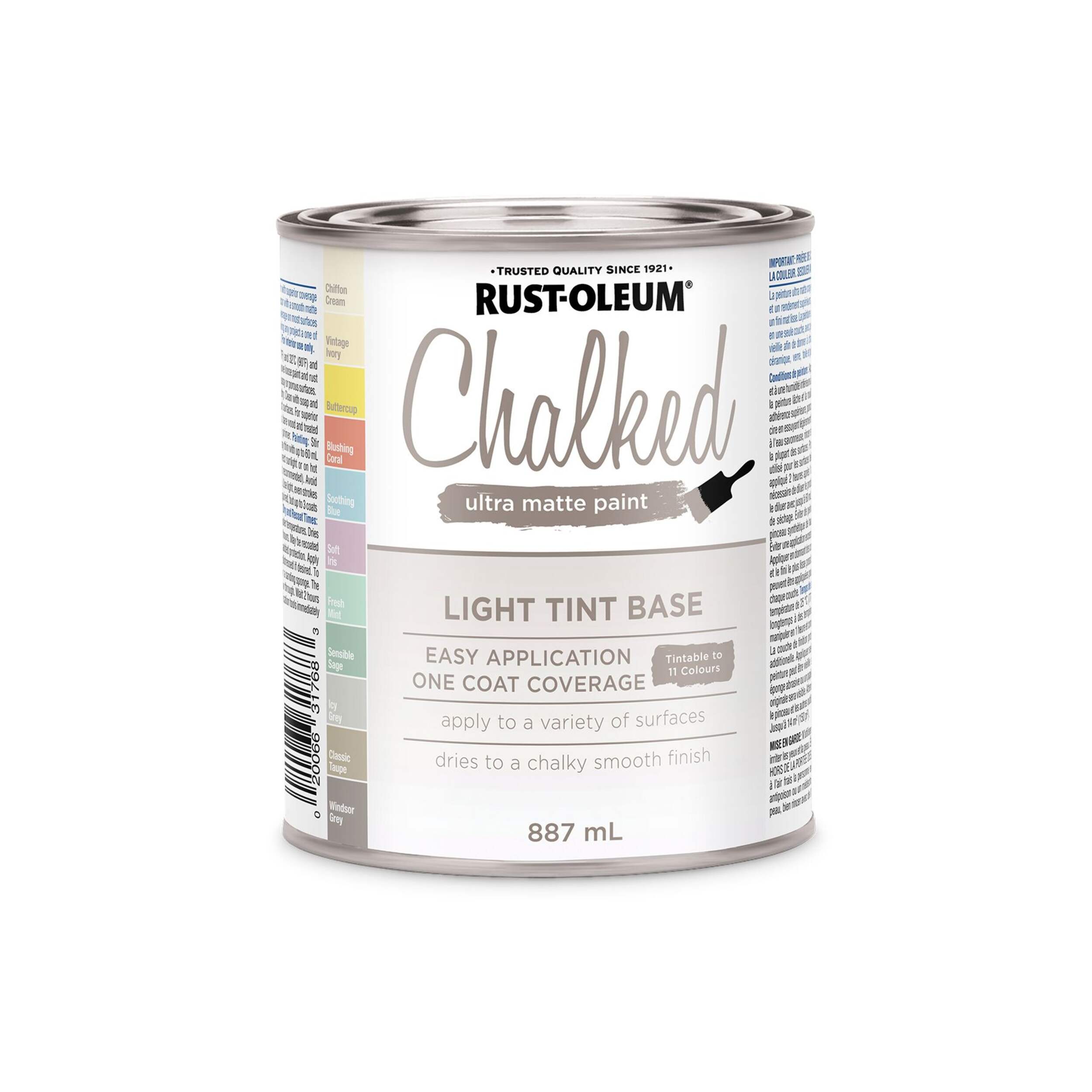 Rust-Oleum Chalked Ultra Matte Paint Light Tint Base, 877-mL Front_Elevated