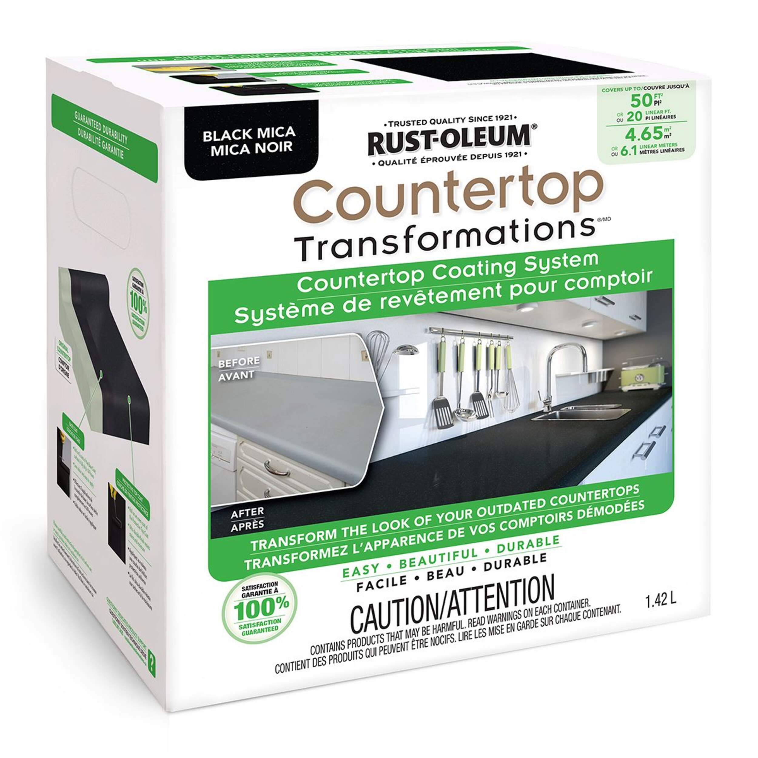 Rust-Oleum Countertop Transformations, Black Mica, 1.42-L Kit Front_Angled_Right