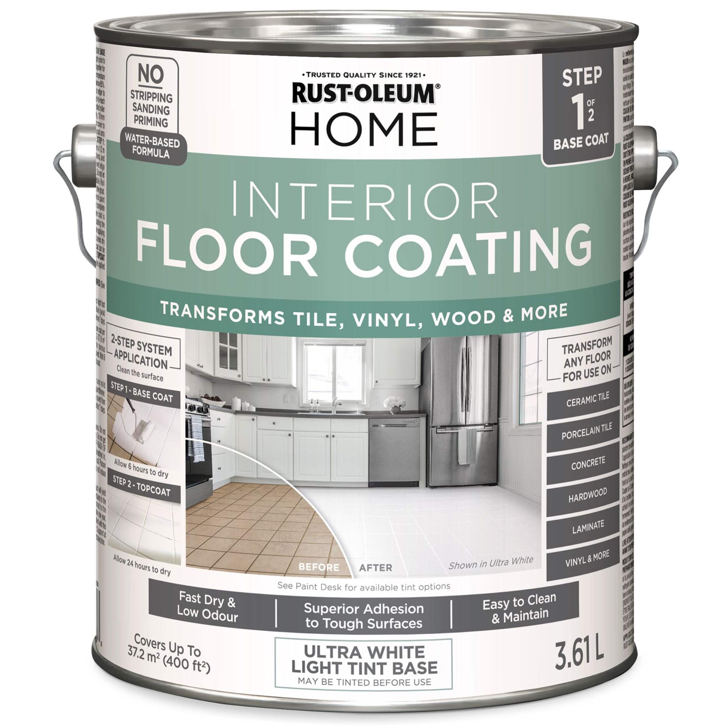 Rust-Oleum® HOME Interior Floor Coating Base Coat, White Tint Base, 3. ...