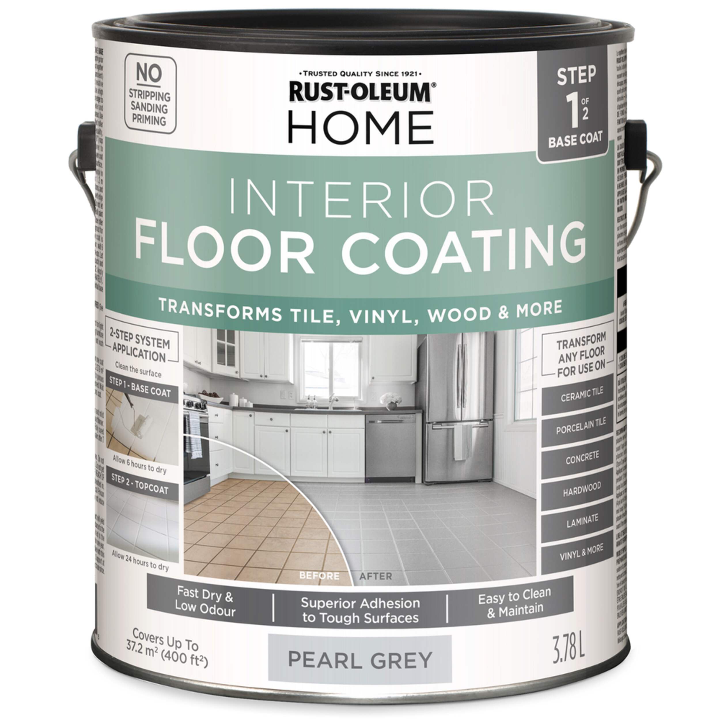 Rust-Oleum® HOME Interior Floor Coating Base Coat, Pearl Grey, 3.78-L/1-Gallon Front_Elevated