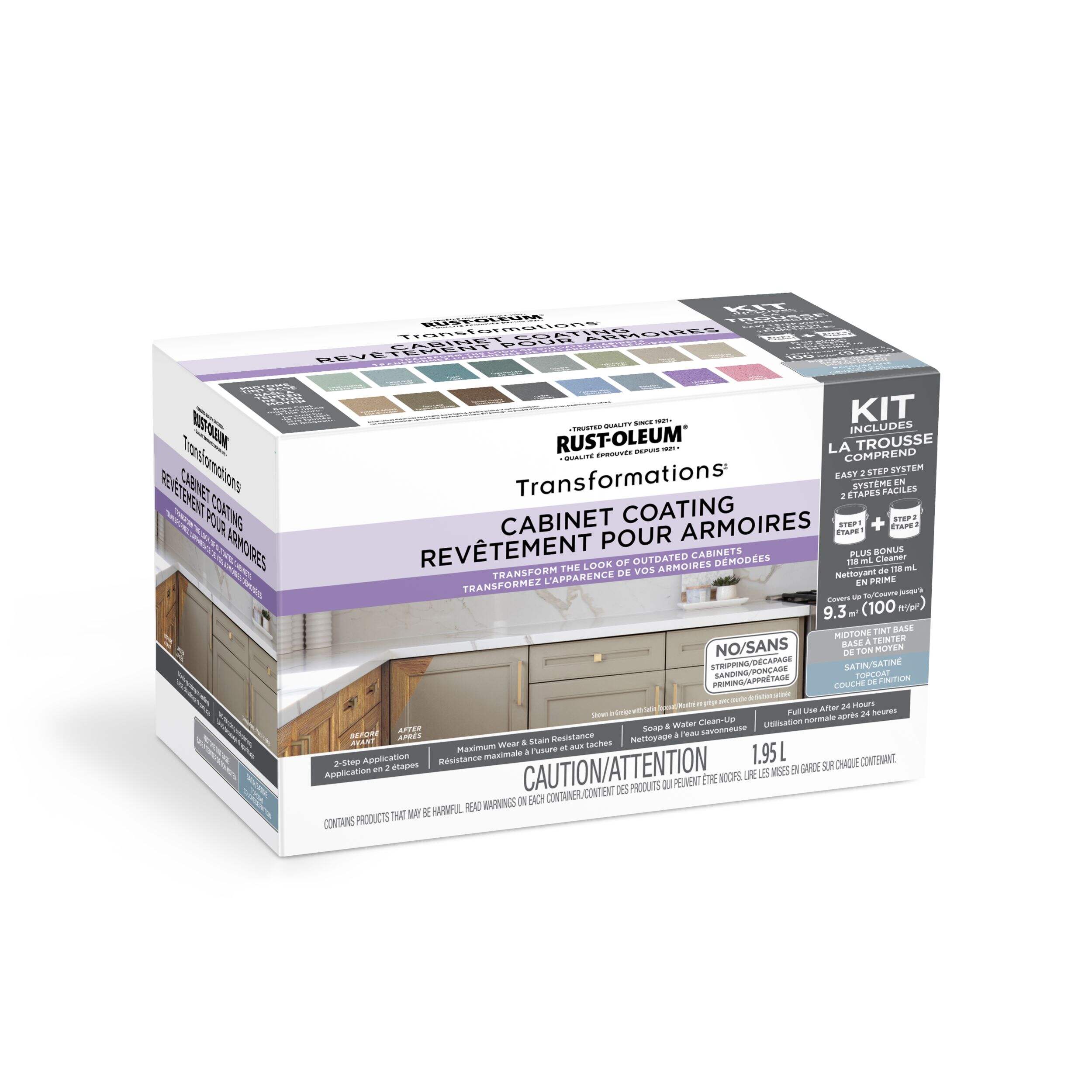 Trousse de rénovation de revêtement pour armoire Rust-Oleum Transformations, base à teinture de ton moyen Side_Right