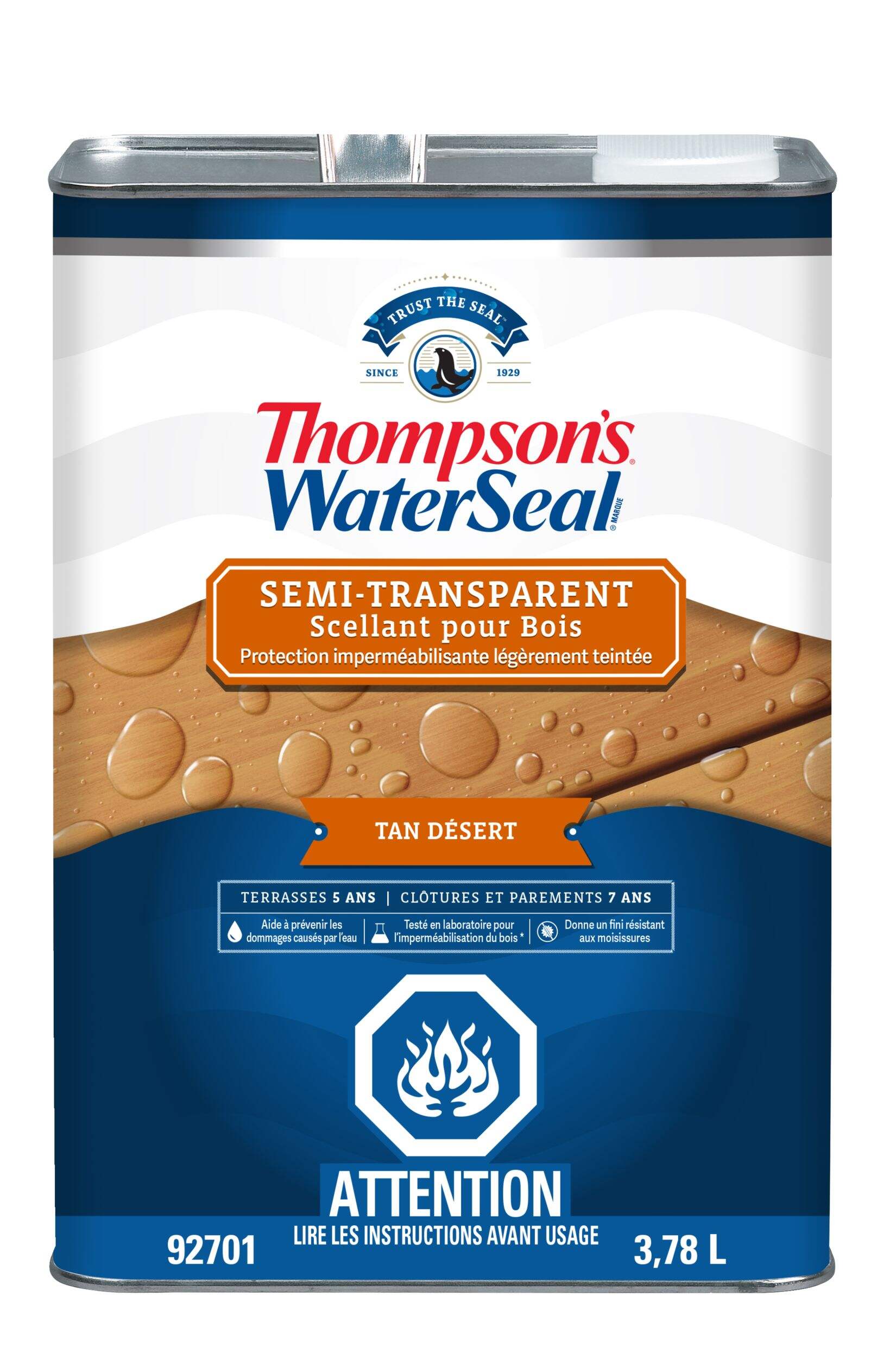 Thompson's WaterSeal® Semi-Transparent Exterior Wood Sealer & Waterproofer, Desert Tan, 3.78-L/1-Gallon Front_Elevated