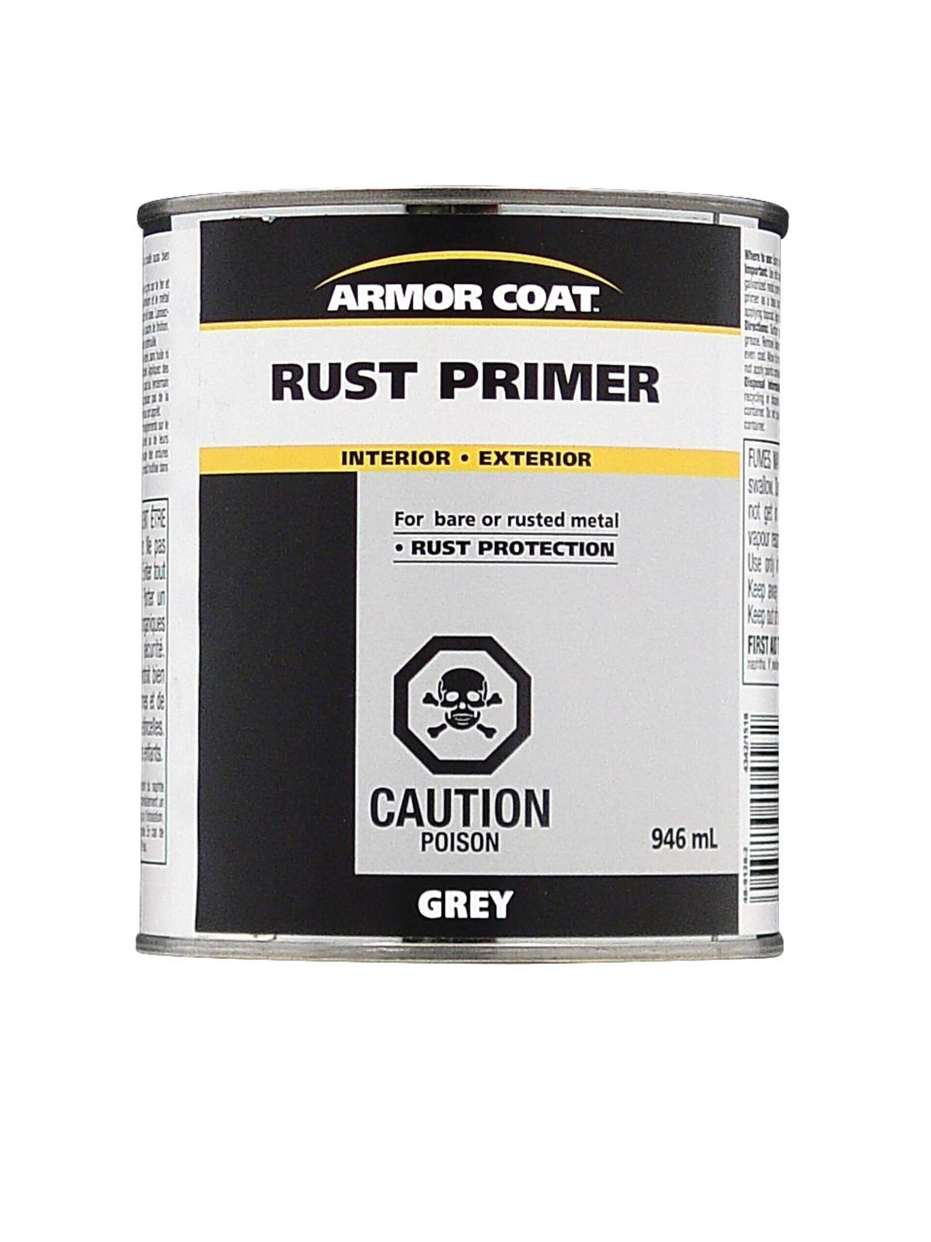 Armor Coat Interior/Exterior Rust Paint Primer, Durable Finish w/Protection, Grey, 946-mL/1-qt Front_Flat