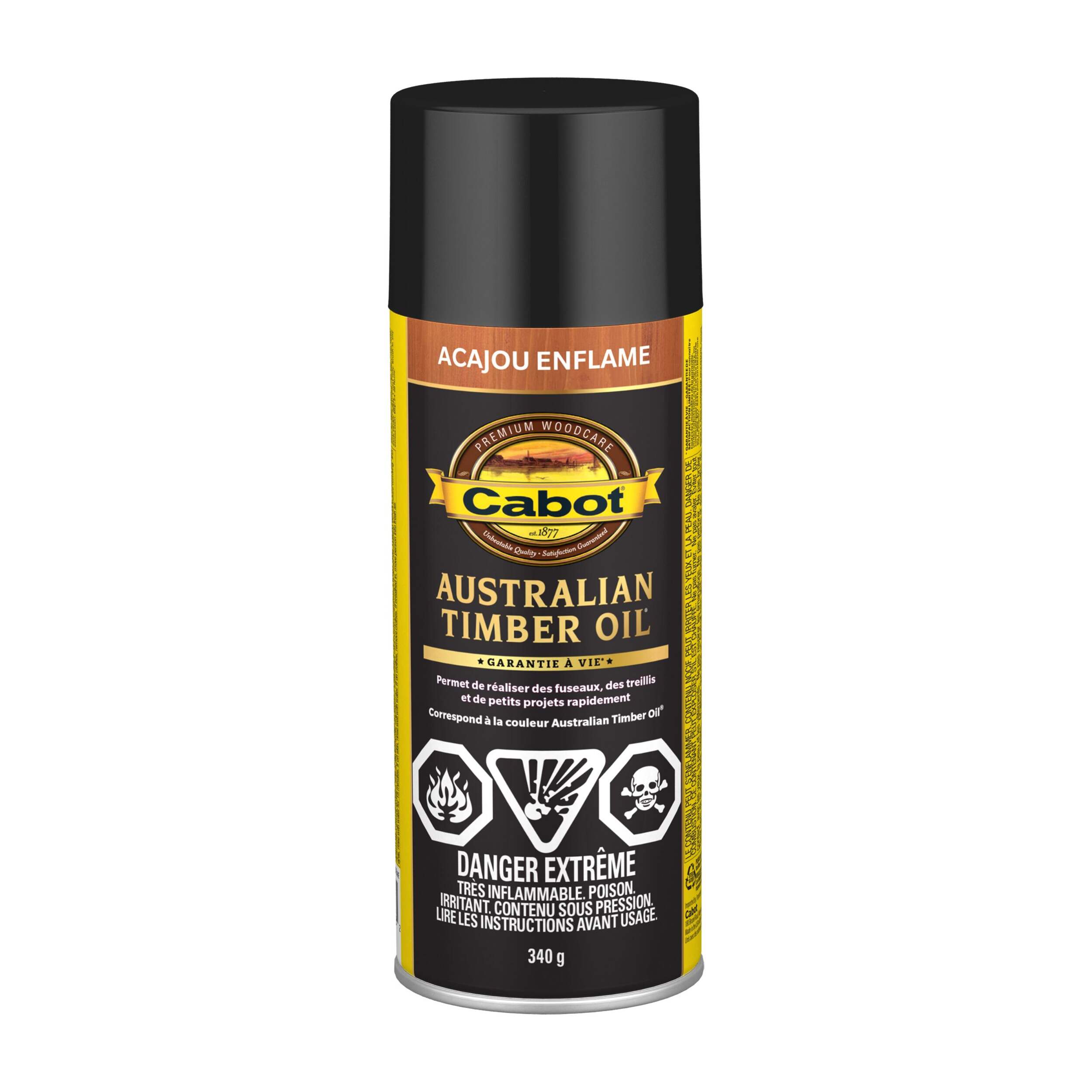 Huile pour le bois Cabot Australian Timber Oil en aérosol, acajou enflammé, 340 g Front_Elevated