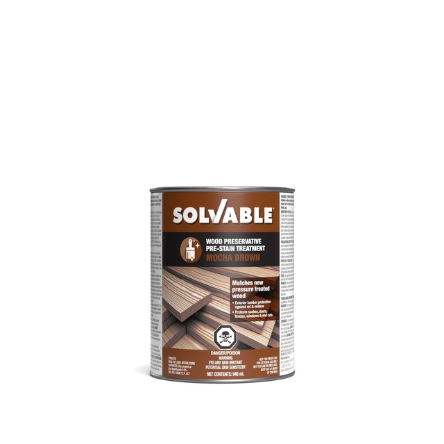 Solvable™ Wood Preservative PreStain Treatment, Mocha Brown, 946 mL